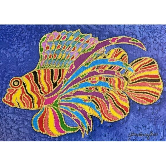 Signed Tropical Fish Art Print Jane Murray Lewis Framed Firedragon Rainbow 11x14 - Picture 14 of 16